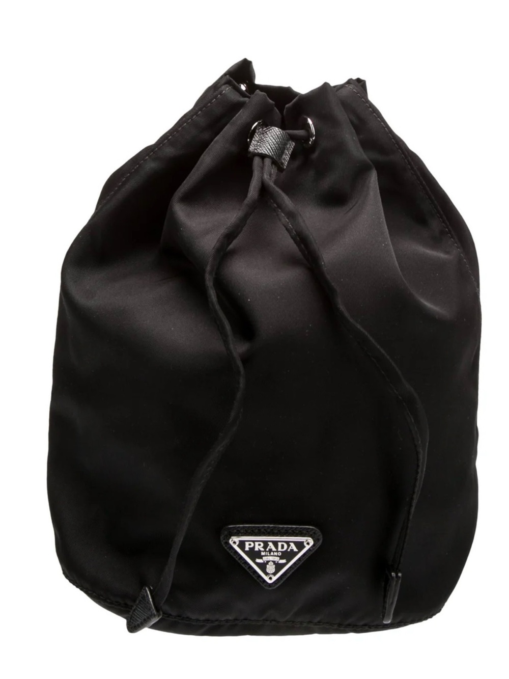 Prada Black Nylon Drawstring Pouch Bag